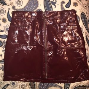 Faux leather maroon skirt